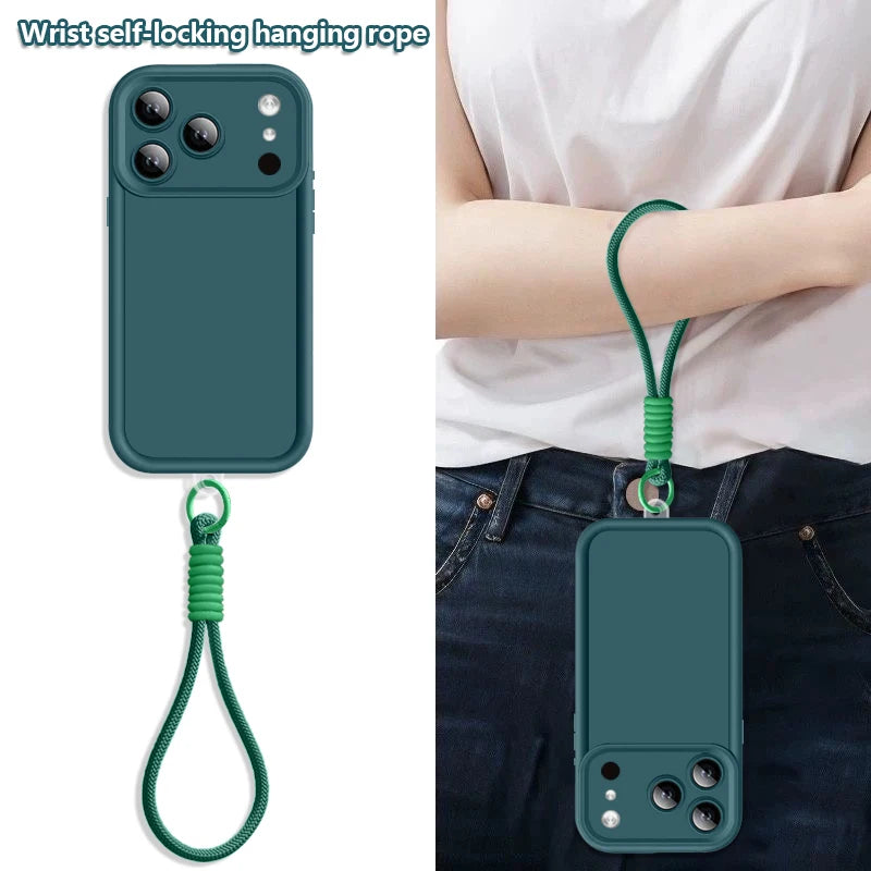 Wrist Strap Lanyard TPU Phone Case For iPhone 17 Pro Max 17e 16e 16 14 15 Pro 12 13 Pro Max 11 Shockproof Soft Silicone Cover