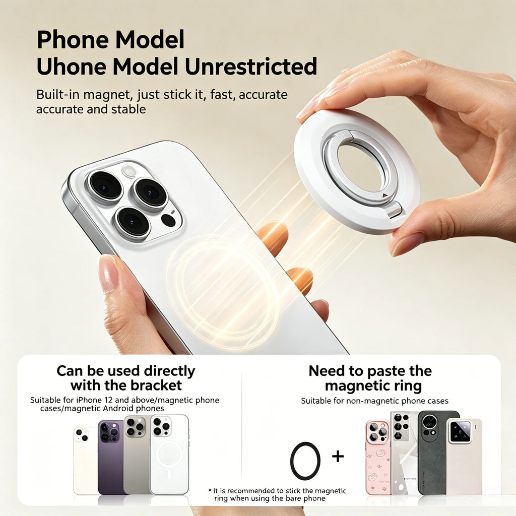 For MagSafe Double Sided Magnetic Phone Holder Multifunctional 360° Rotating Foldable Portable Desktop Ring Magnetic Holder