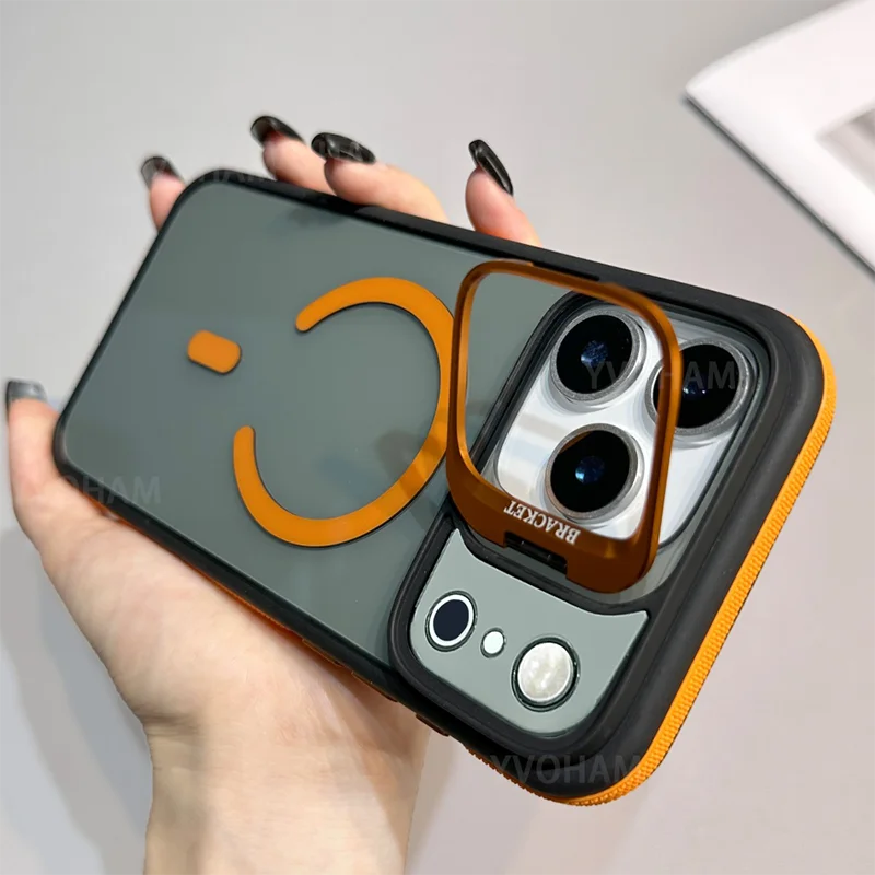 Luxury Matte Clear Back Magnetic Phone Case with Adjustable Kickstand Compatible For iPhone Air 17 ProMax 16 15 14 Plus 13 12 11