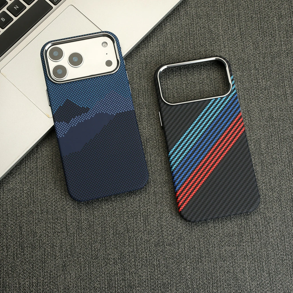 Luxury Kevlar Carbon Fiber Hard PC For Magsafe Phone Case For iPhone 17 Air 16 15 14 13 Pro Max Magnetic Wireless Charge Cover
