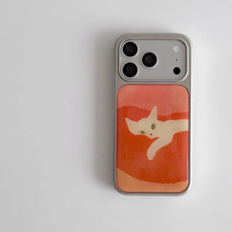 Ins Orange Oil Painting Lovely Cat Electroplated Drip Glue Phone Case For iPhone 17 Air 16 Pro Max 15 14 13 12 Pro 11 Back Cover
