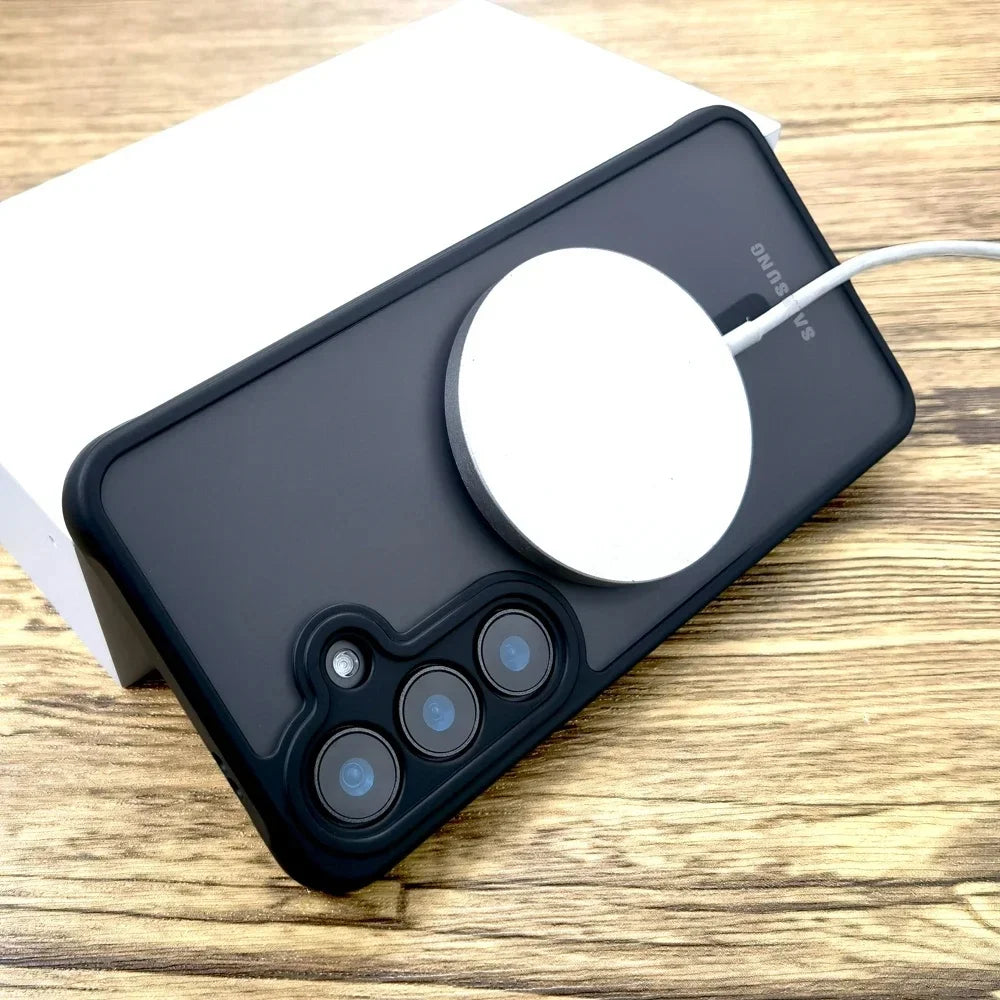 New Matte Case For Samsung Galaxy S25 S24 S23 S21 S20 FE S22Ultra Plus S25Edge For Magsafe Strong Magnetic Wireless Charge Cover
