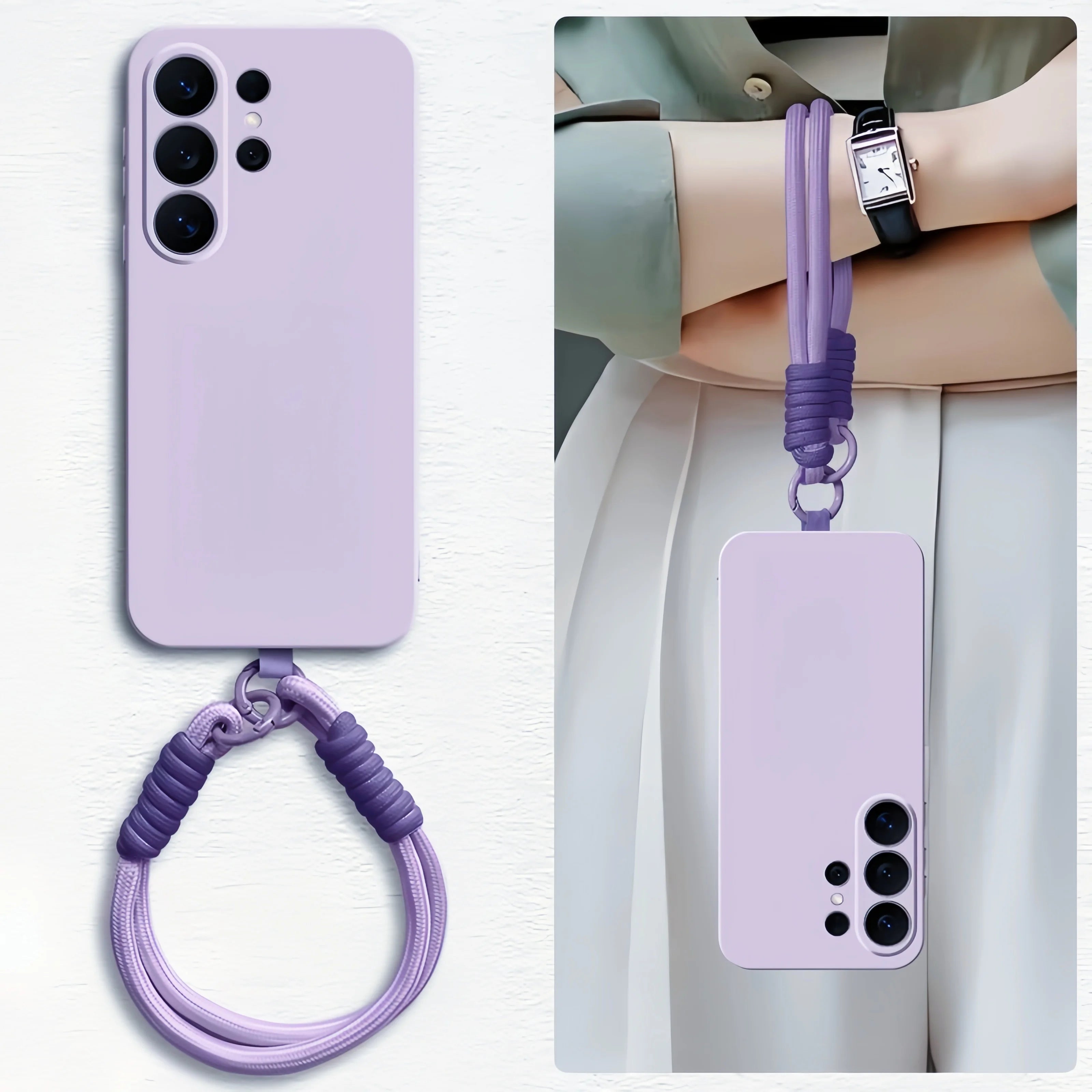 Fashion Woven Wrist Lanyard  Liquid Silicone Case For Samsung Galaxy S26 S25 S24 Ultra Plus FE A17 A56 A36 A55 A35 A16 A15