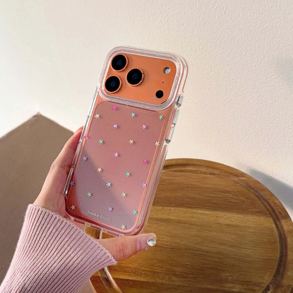 Glitter shiny stars imd shell back cover for iphone 17 16 pro max 13 14 15 promax ins protector phone case bracelet capa