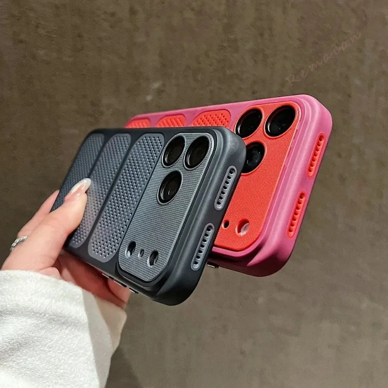 Luxury Armor Shockproof Heat Dissipation Mesh Magnetic Case For IPhone 17 16 15 14 13 Pro Max Lens Protect Matte Hard PC Cover