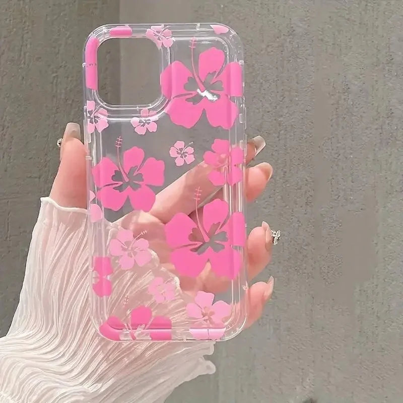 Pink Flower Case For Samsung Galaxy S25 Ultra S24 S23 S22 S21 Ultra Plus Note 20 S20 Ultra S25+ S24+ Casing Clear Airbag