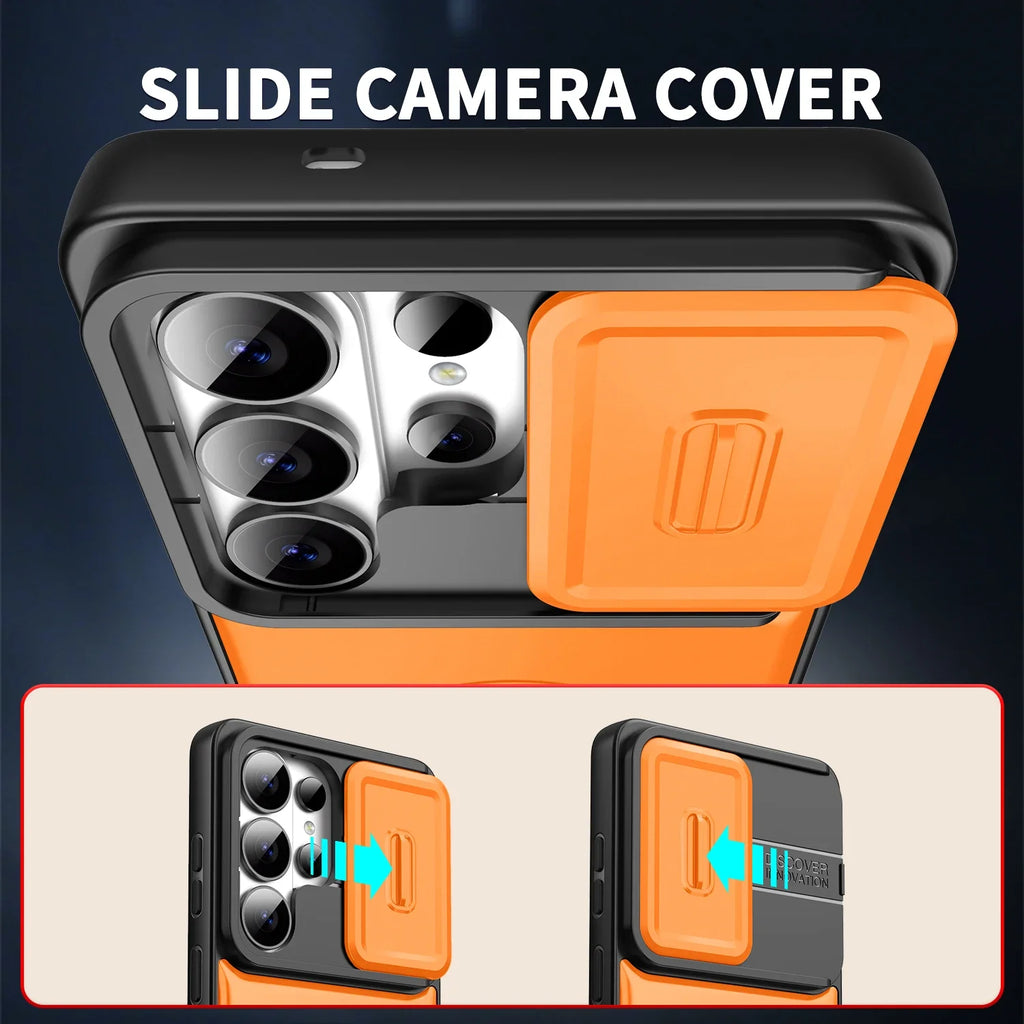 Case For Samsung Galaxy A37 A57 A56 A36 A26 A16 A55 A35 A25 A17 A07 A05 A53 5G Slide Camera Protect Magnetic holder Armor Cover