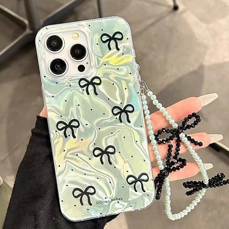 Butterfly Bowknot Pearl Flash Case For Vivo Y19S Y16 Y17S Y36 Y58 Y51S Y53S Y15S Y18 Y21 Y27 Y02S Y03 Y28 Y33S 4G Pendant Cover