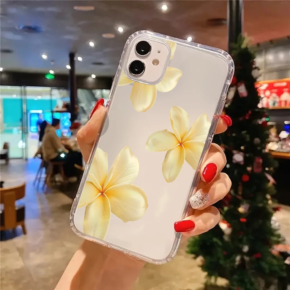 Fresh Summer Yellow Floral Pattern Clear Phone Case For iPhone 17 Air 11 12 13 14 15 16 Pro Max Plus XS X XR Silicone Soft Cover
