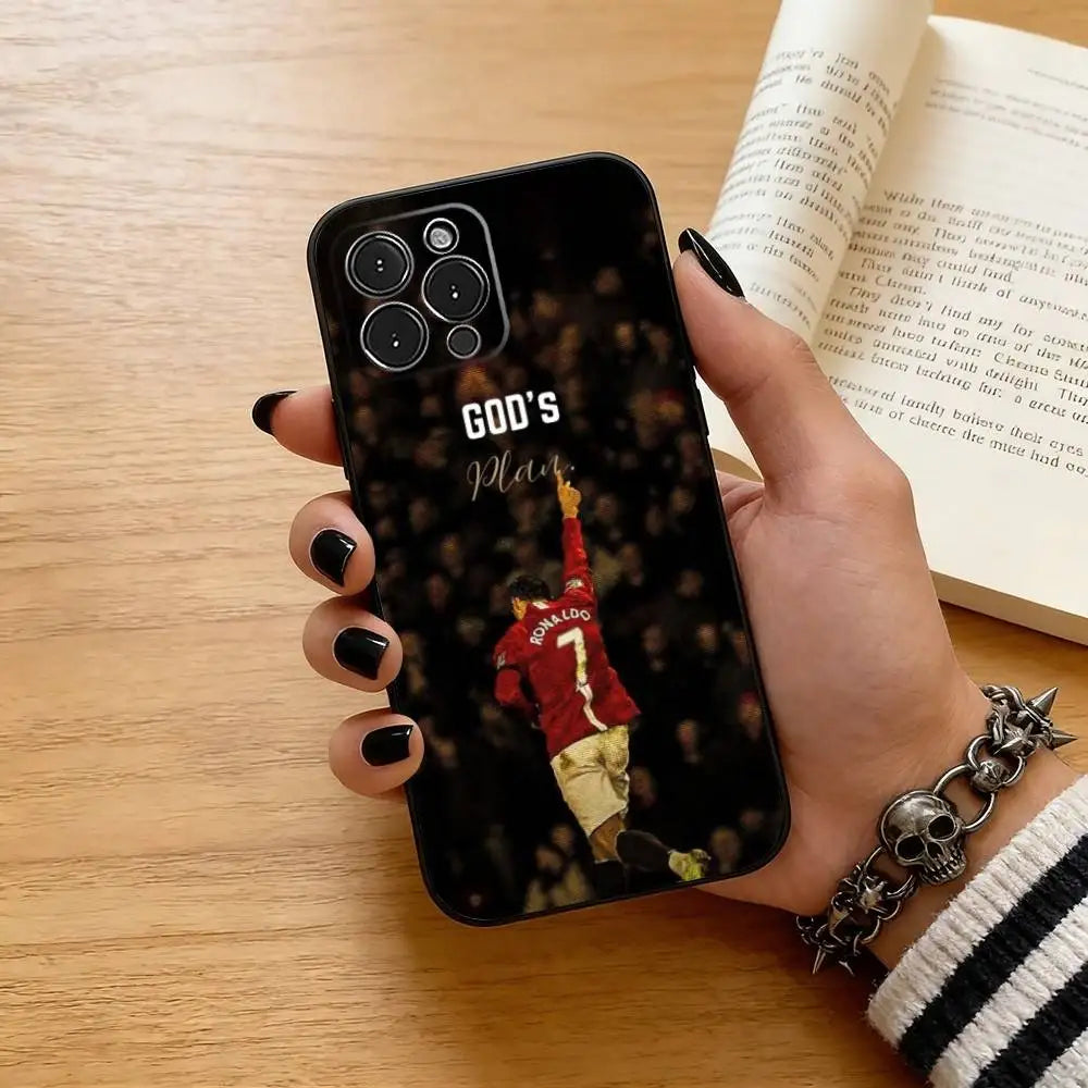 C-Cr7 R-Ronaldo Football Phone Case For iPhone 17, 16,15,14,13,12,11 Plus,Pro Max, Others Soft Black Cover