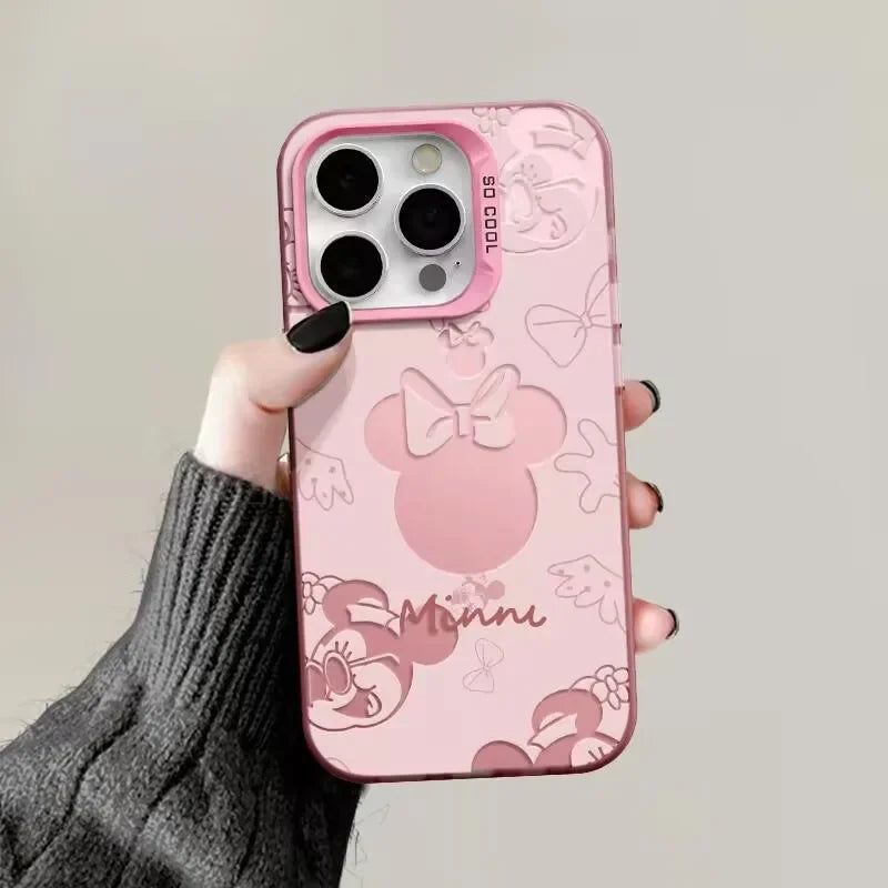 Pretty Cute Mickey Minnie Mouse Case For Samsung Galaxy S26 Ultra S25 S24 S23 S22 Ultra Plus FE A57 A56 A55 5G Metal Lens Casing