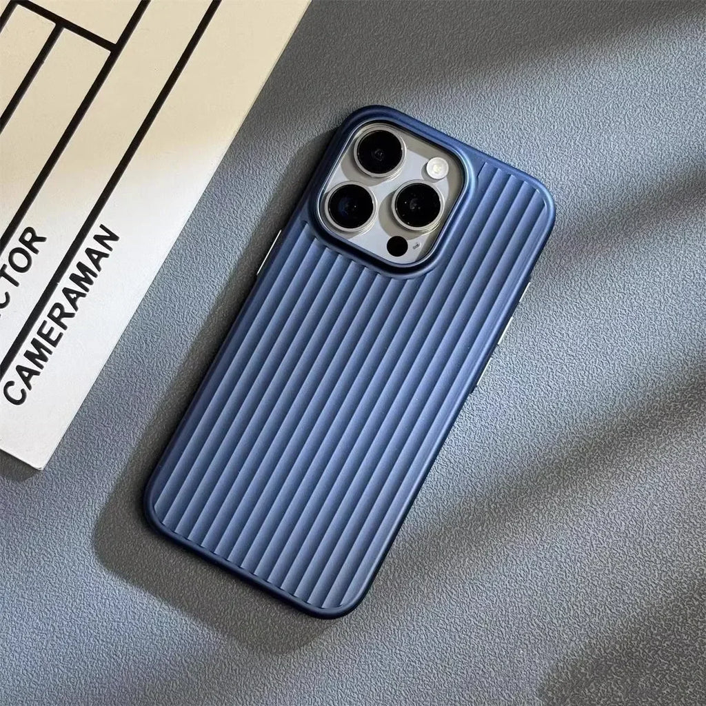 Luxury Plating Stripes Case for IPhone 13 14 15 16 17 Pro Max Air Ultra Thin Matte Cover for IPhone 15 Plus Hard Shockroof Case