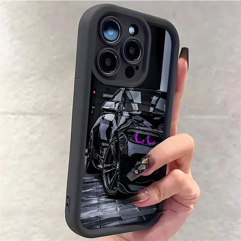 Fashion Black Sports Car Phone Case For Samsung Galaxy A17 A07 A06 A26 A16 A06 A35 A55 A25 A15 A54 A34 A36 A24 4G 5G Back Cover