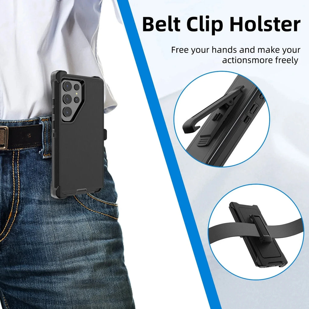 3 IN 1 For Samsung Galaxy S25 S26 ULTRA S25 S26 Plus S25 Heavy Duty Shockproof Armor +Belt CliP Phone Case