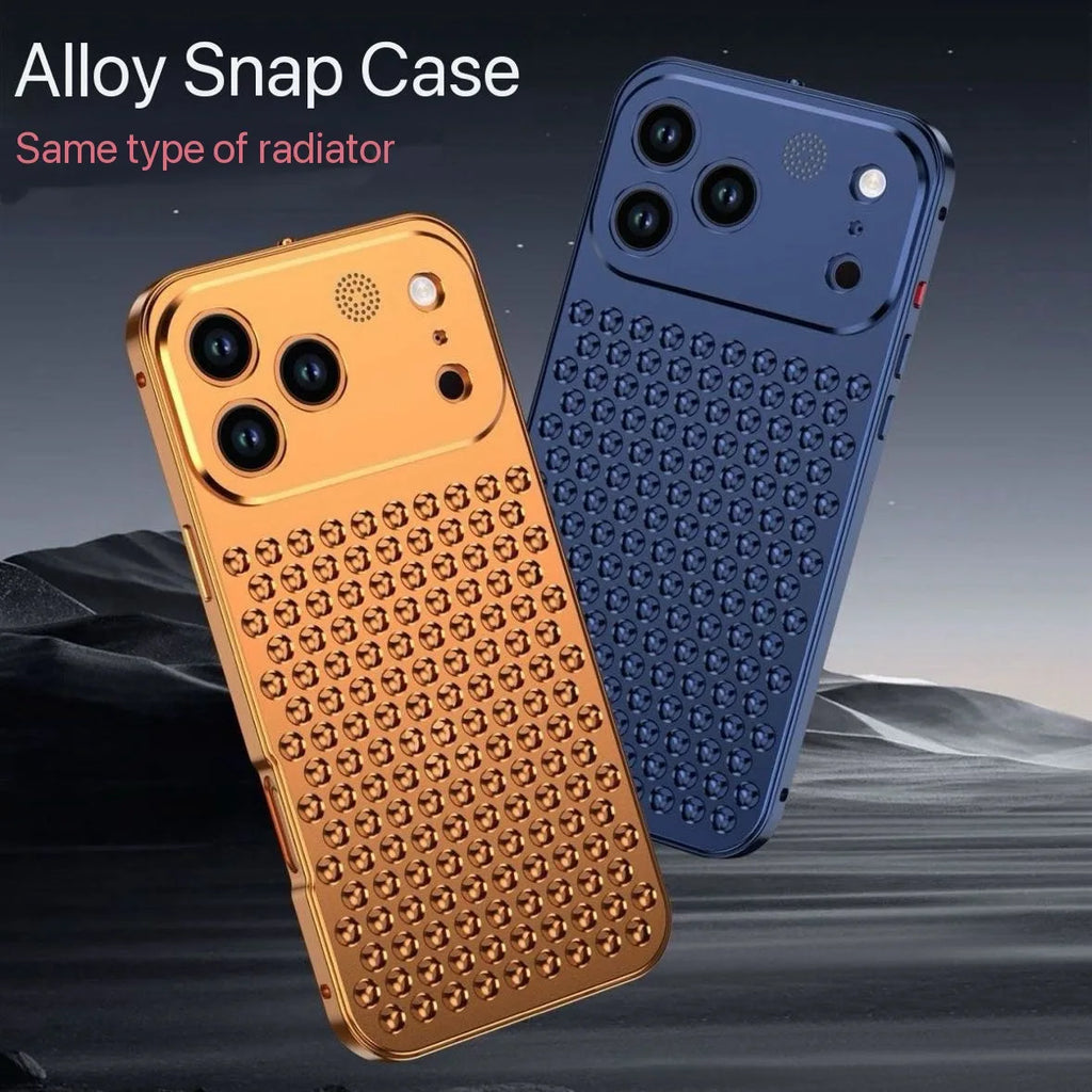 Mac Pro Honeycomb Grid Mesh Cooling Metal Snap Fastener Case for iPhone 16 17 Pro Max 15 14 13 12 Alloy Aromatherapy Cover