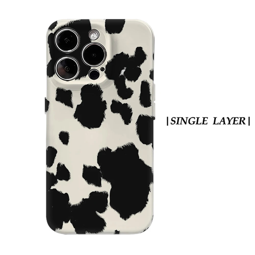 Timeless Black & White Cow Print Phone Case for Magnetic Phone Case for IPhone 17 16 15 14 Pro Max Plus Single Double-layer Case