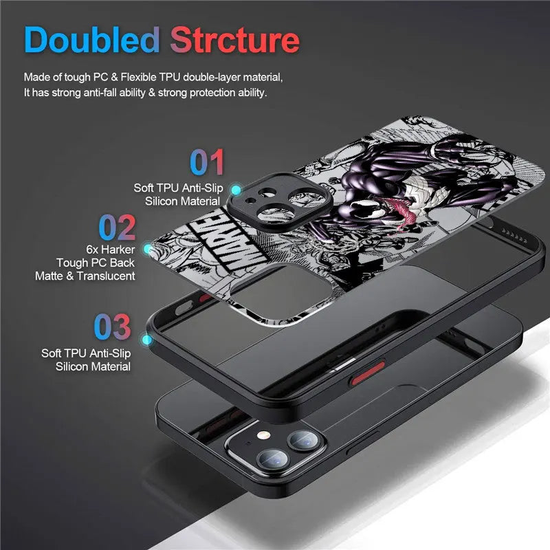 Cool Marvel Spider Man Venom Phone Case For iPhone 17 16 15 Pro Max Case 14 13 12 11 Pro Max 16e 17e Air XS XR X 7 8 Plus Cover