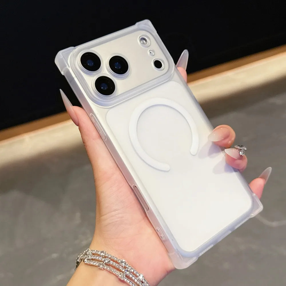 translucent Magnetic Silicone Shockproof Case for iPhone 17 Air 16 14 15 Plus 13 Pro Max for Magsafe Matte Clear TPU Soft Cover