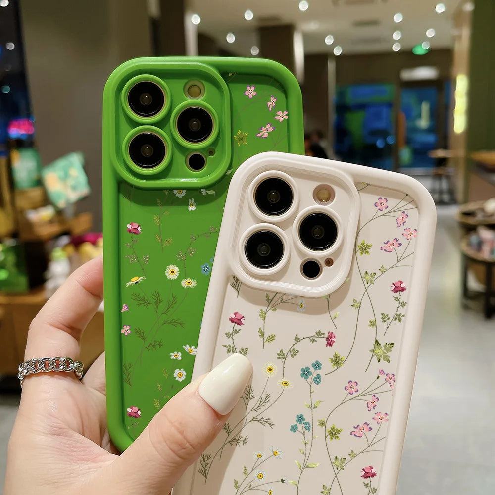 Soft TPU Flower Painted Phone Case For iPhone 17 16 Pro Max 11 13 15 14 12 Air 16E 17promax 16promax Shockproof Funda Covers
