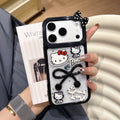 Cute Cartoon Glitter Powder Bow Hello Kitty Cat Phone Case For iphone 17 16 15 14 Pro Max 13 Shockproof Protector Sanrio Cover