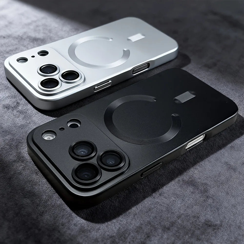Luxury Metallic Paint Magnetic Phone Case For iPhone 17 16 15 14 Pro Max 16 15 Plus 17 Air For Magsafe Wireless Charging Cover