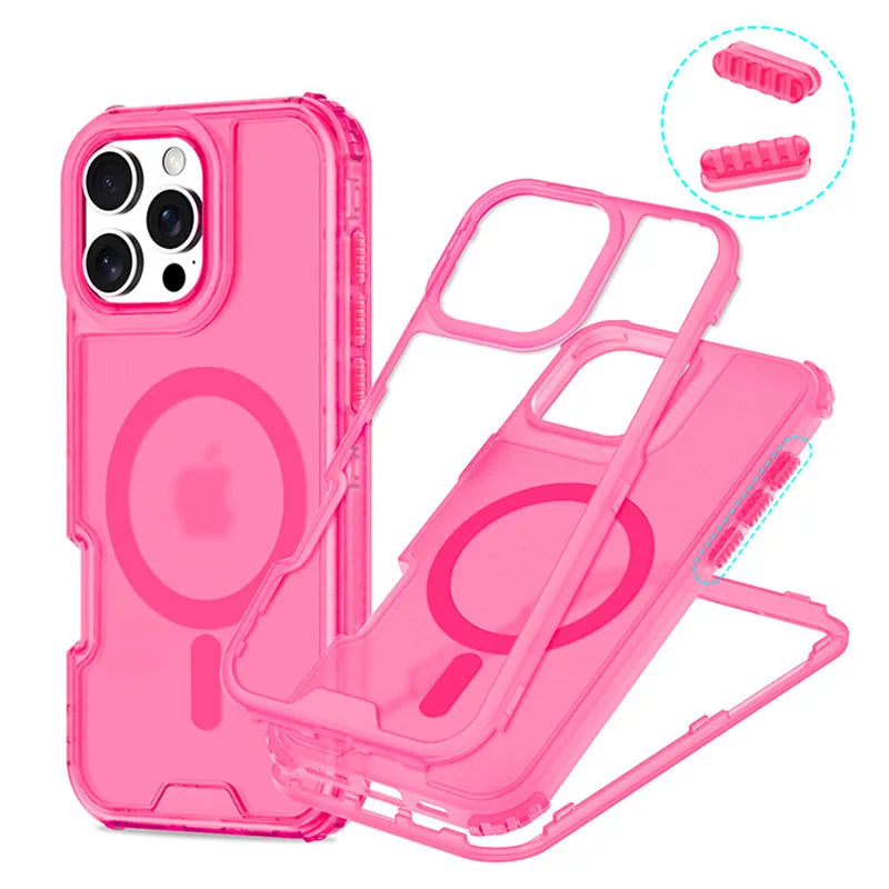 3 in 1 Magnetic Heavy Duty Armor Case for Magsafe IPhone 17 Air 16 15 14 13 12 Pro Max Plus 16Pro IPones Macsafe Cover Accessory