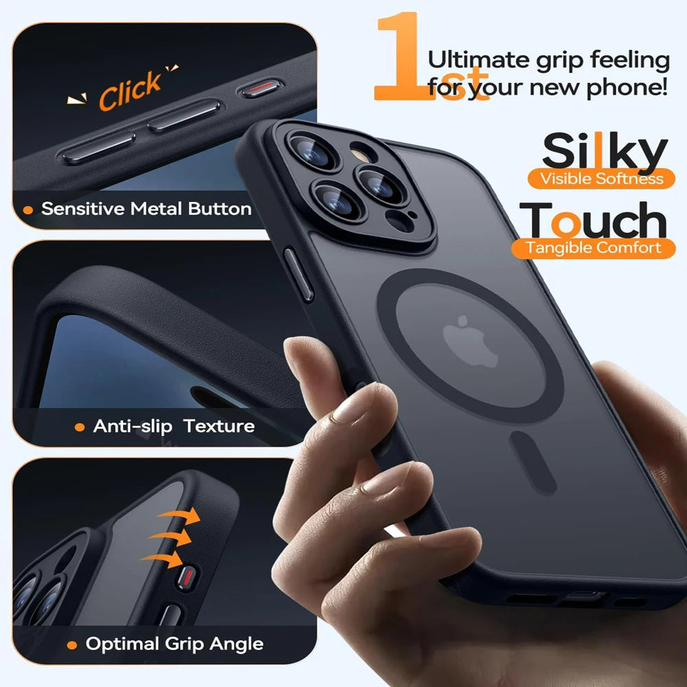 Luxury Matte Translucent Shockproof Magnetic Case For Magsafe For iPhone 17 16 15 14 Plus 13 12 11 Pro Max 17Air 16e  Cover