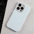 Fresh Blue and White Striped Glossy Phone Case for iPhone 11 12 13 14 15 16 17 Pro Max 17 Air 16E Soft Casing Shockproof Cover