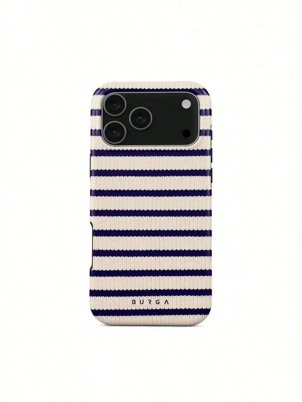 Old Money BURGA Case | Navy & Cream Knitted Stripe Cover Suitable For 17/17 Air/17 Pro/17 Pro Max/16 Pro Max/15 Pro Max/14 Pro M