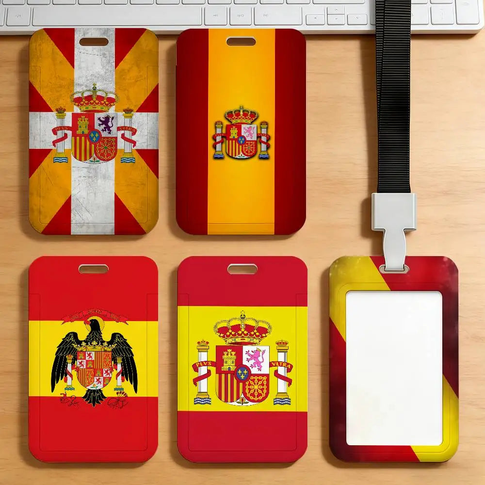 Spain Flag Card Holder Student Campus Meal Cards Public Transport Subway Cardcase