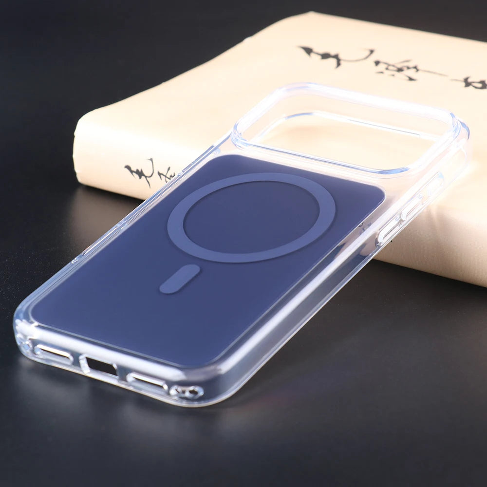 UGOjP Case For iPhone 17 Pro Clear Protective MagSafe Magnetic Phone Case Transparent Anti drop Solid Color Hard PC Back Cover