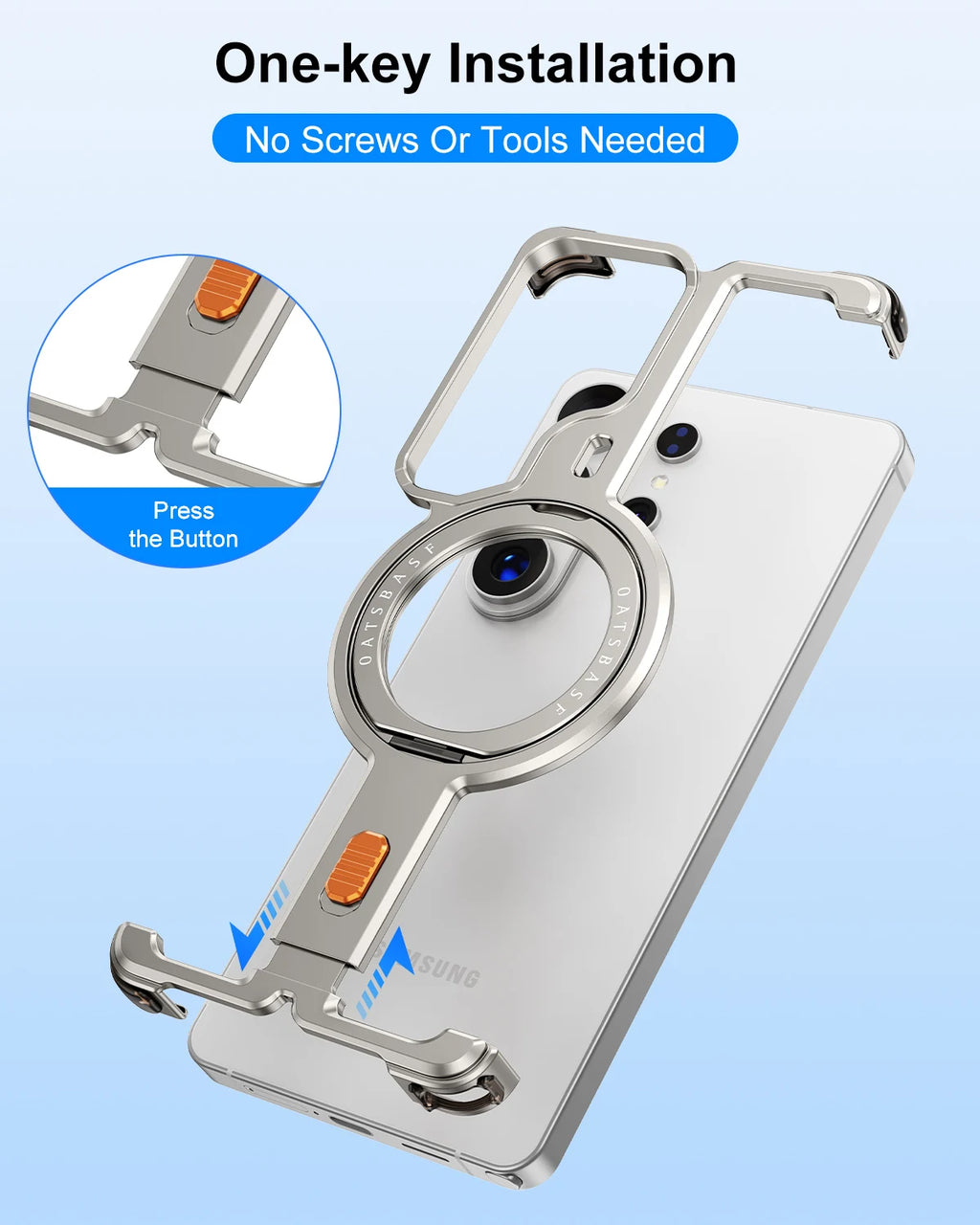 Eary for Samsung Galaxy S26 Ultra Phone Case Metal With 360°Rotating Magnetic Stand Frameless Cover Screen Protection Shockproof