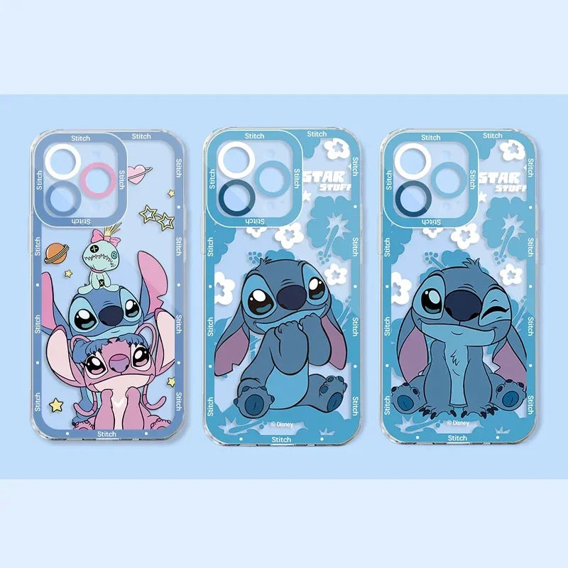Disney Super Cute Stitch Cover For Iphone 17 16 Pro Max 17 Air 15 14 12 13 11 Pro Max 13 Mini 16e 15 Plus Clear INS Phone Case