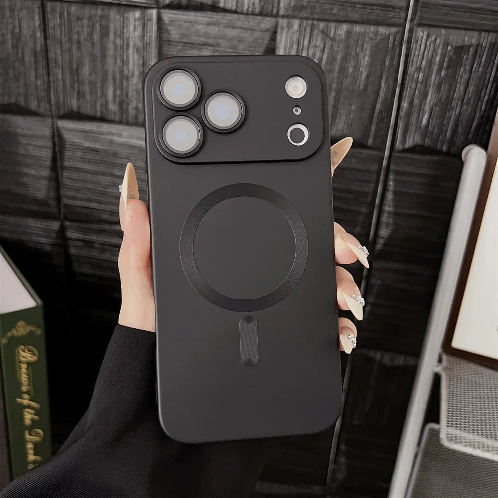 For Magsafe Magnetic Wireless Charge Case For iPhone 17 16 15 14 13 12 11 Pro Max 17Air 16e Silicone Glass Lens Protection Cover