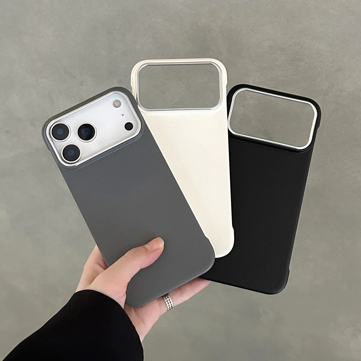 Luxury Ultra Thin Frameless Leather Texture Phone Cases For iPhone 17 Air 16 15 14 Pro Max Business Solid Color Shockproof Cover