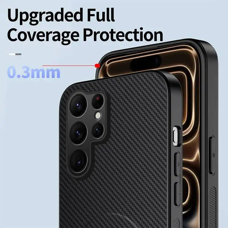 Carbon Fiber Magnetic Stand Case for Samsung Galaxy S26 Ultra S25 Edge S24 S23 S22 S21 S20 Ultra Plus S25 FE for Magsafe Cover