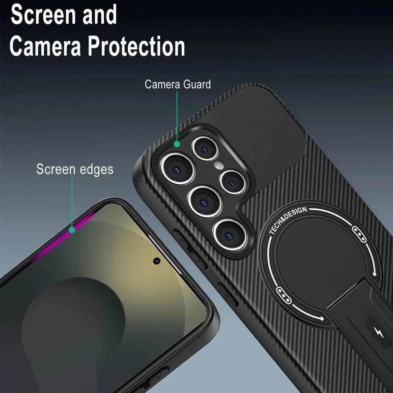 Carbon Fiber Invisible Stand Magnetic Protective Case，Applicable to Samsung Galaxy S26 S25 Ultra Edge S24 Plus A56 A17 A26 A16 A