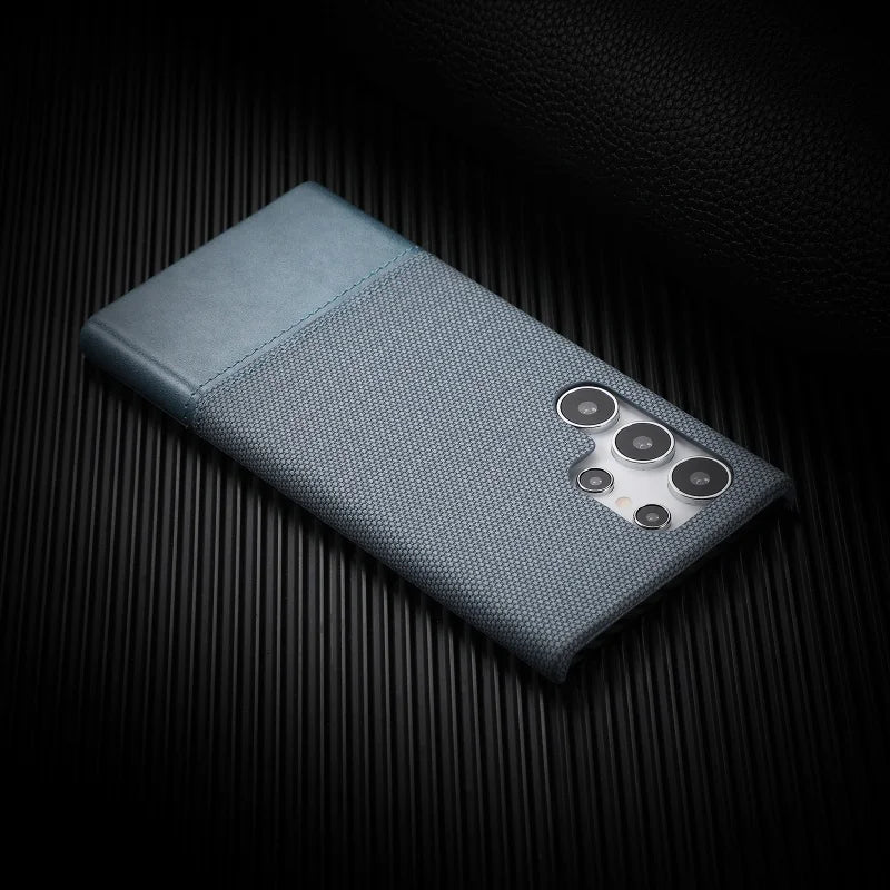 Luxury Frameless Splicing Fabric Denim Phone Case For Samsung Galaxy S26 S25 S24 S23 Ultra Business Hard Armor Shockproof Cover