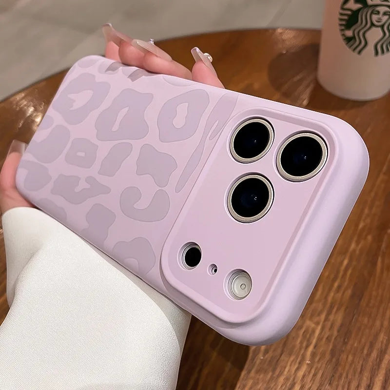 Leopard Pattern Liquid Silicone Case for iPhone 17 16 Pro Max Air 14 15 Plus 12 Camera Control Button Soft Shockproof Cover