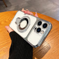 For Magsafe Wireless Charging Case For iPhone 17 Pro Max 17e 16e 14 15 13 12 11 16 Plus Transparent Plating Ring Holder Cover