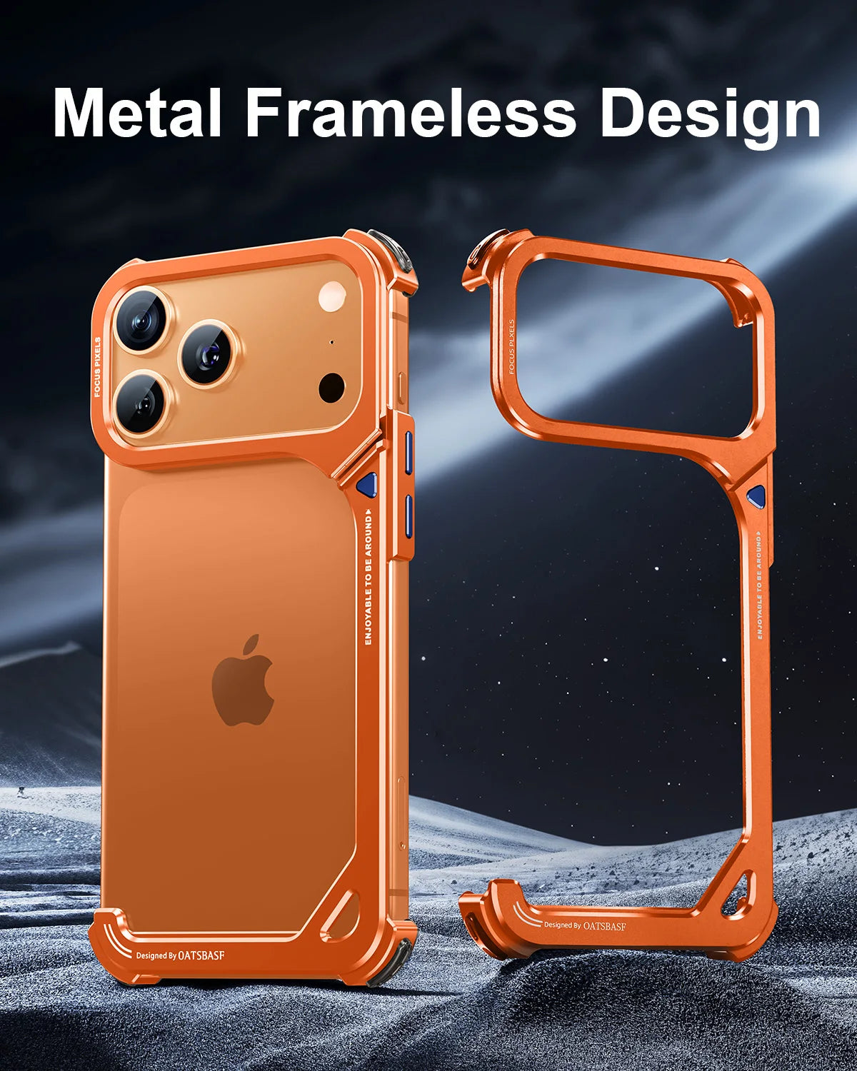 Oatsbasf 9-Shaped Metal Frameless Phone Case for iPhone 17 Pro Max/Pro/Air with Stand Magsafe Minimalist Bumper Shockproof Cover