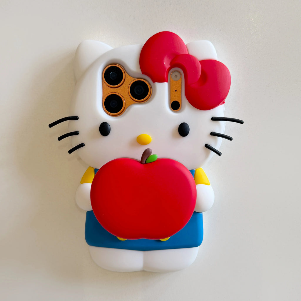 Cute Cartoon Sanrio Hello Kitty Phone Case For iPhone 17 Pro Max 16 E 15 14 Plus 13 Pro Max 12 Soft Silicone Cover With Holder
