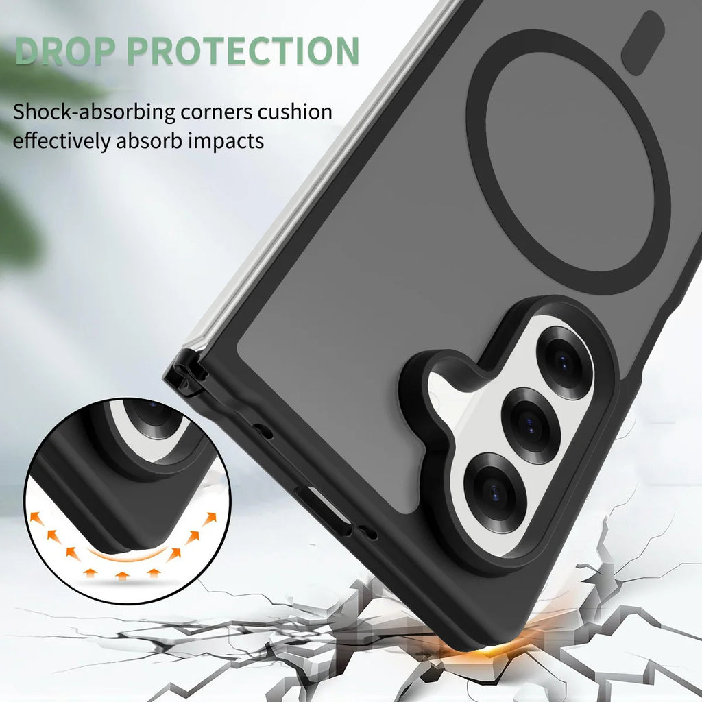 for Magsafe Wireless Charging Phone Case for Samsung Galaxy Z Fold 6 7 Fold6 Fold7 Translucent Shockproof Magnetic Cover