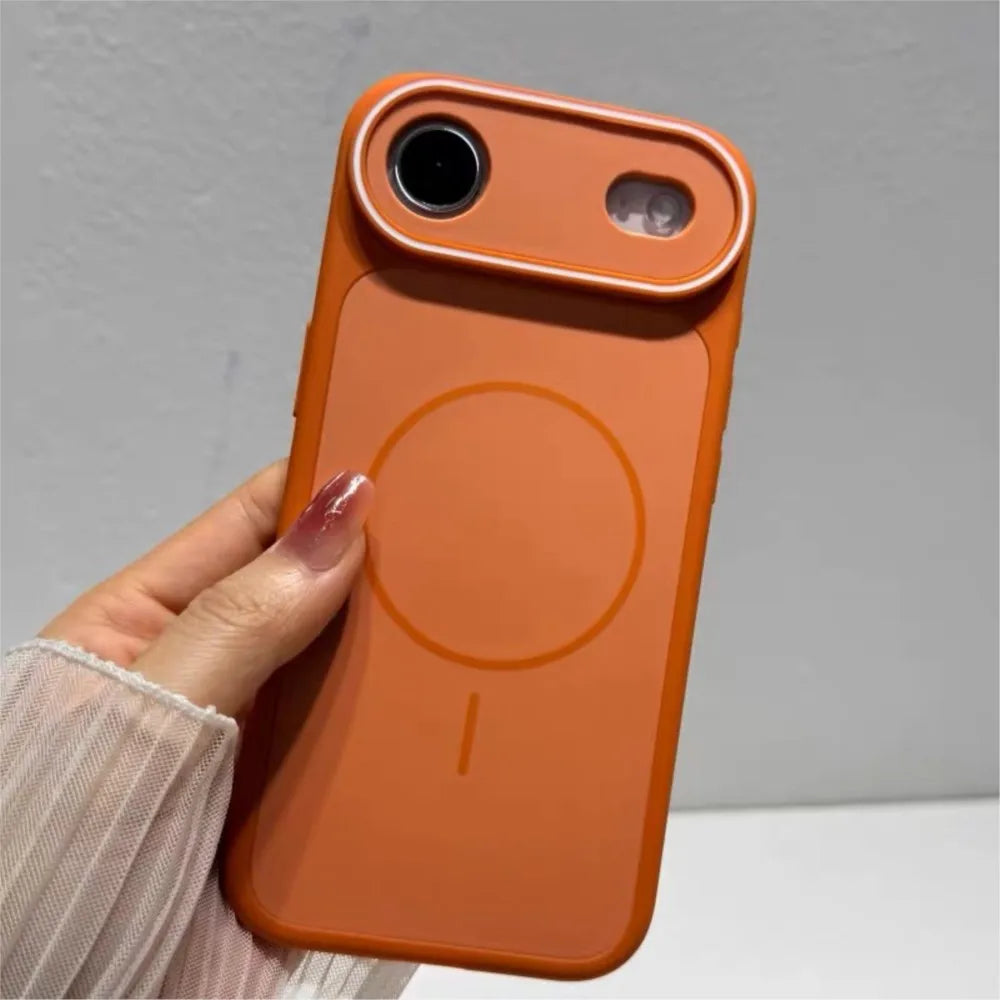 Luxury Glossy Matte Armor Wireless Charging Case for iPhone 17 Air 16 15 14 13 12 Pro Max Plus Silicone Soft Bumper Magnet Cover