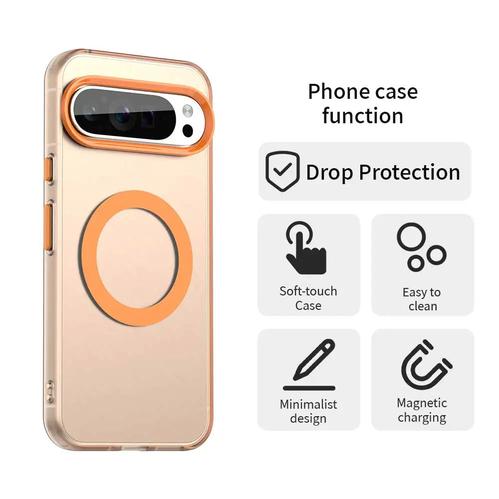 Translucent Candy Color Matte Magnetic Case for Google Pixel 10 9 8 Pro XL 9A 8A 10Pro 9Pro Magsafe Mac Safe Shockproof Cover