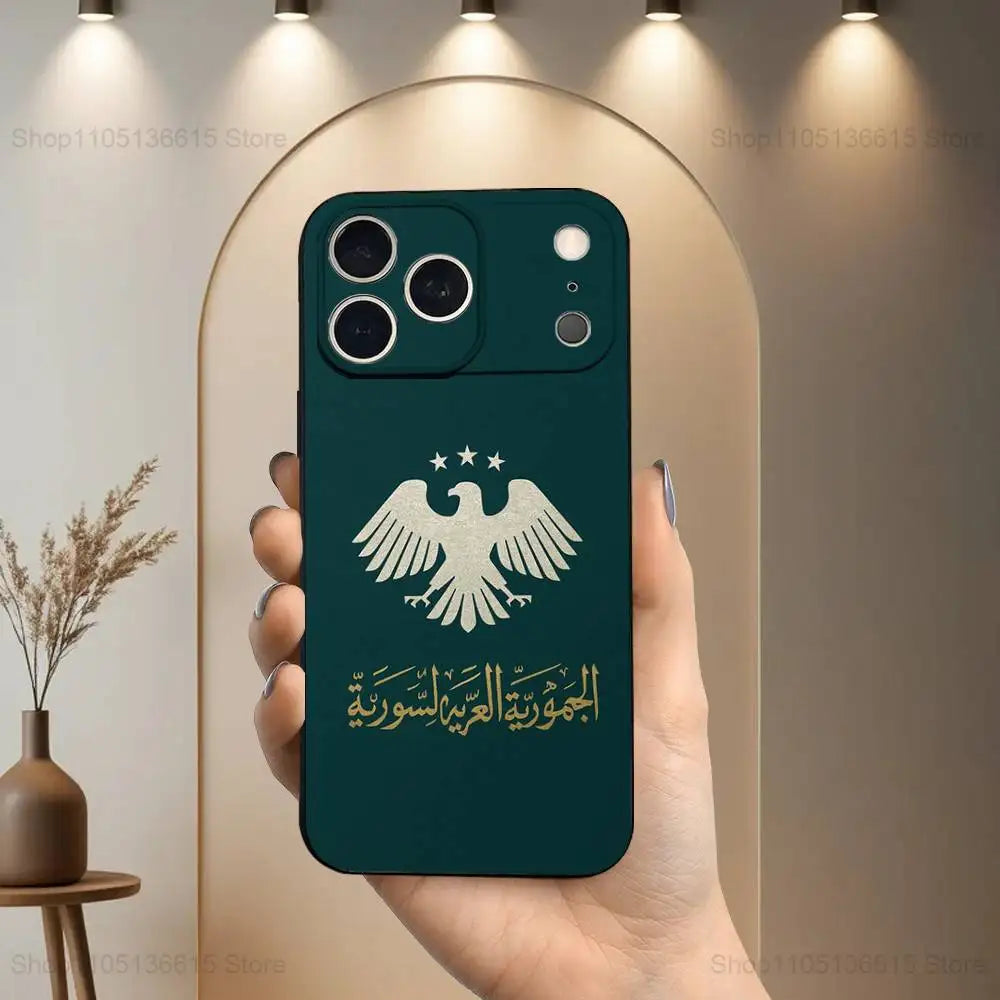 Cool Art S-SYRIA Flag Phone Case For iPhone 17,16,15,14,13,12,11 Plus,Pro Max,XS,X,XR,SE,Mini,8,7,Soft Silicone Black Cover