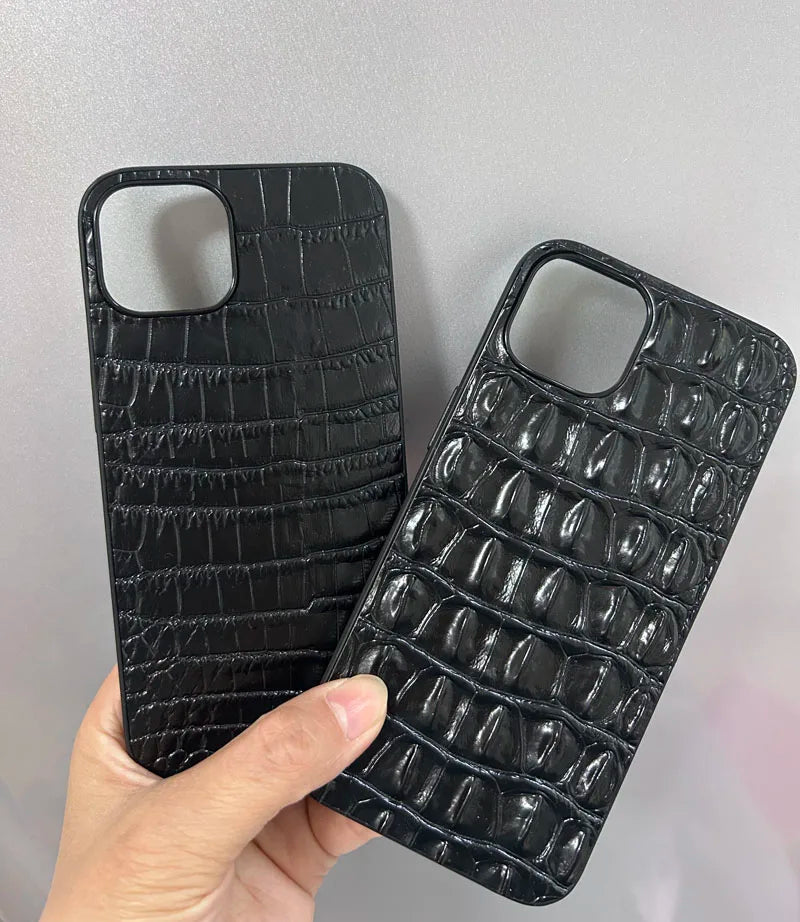 For iphone 14 pro case Cowhide Leather 3D Crocodile Case for iPhone 16 Plus 15 14 13 12 Pro Max 11 X XR coque funda