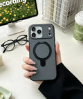 Luxury Matte Clear Metal Holder Ring Magnetic Case For iPhone 17 Air 16 15 14 Plus 13 12 Pro Max For Magsafe Shockproof Cover