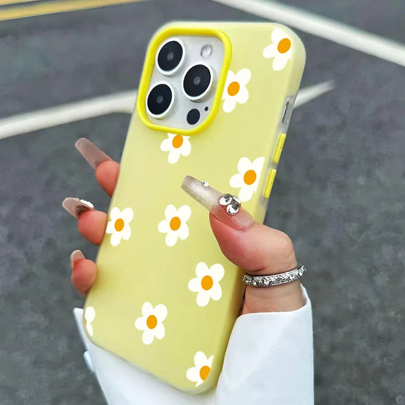 Little Orange Blossom Pattern Design 2 in 1 Matte Case For iPhone 17 16 Pro Max Air 15 14 Plus 13 12 11 XS X XR 16Plus 16E Cover