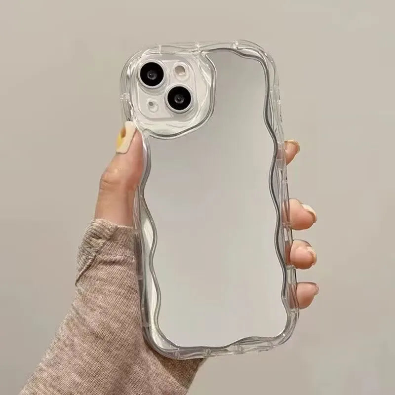 Make Up Mirror Phone Case For Iphone 17 Air 16 Pro Max 15 14 13 12 11 Pro Max 16e Plus12 13 mini 16+ Casing Cat  Soft Cute